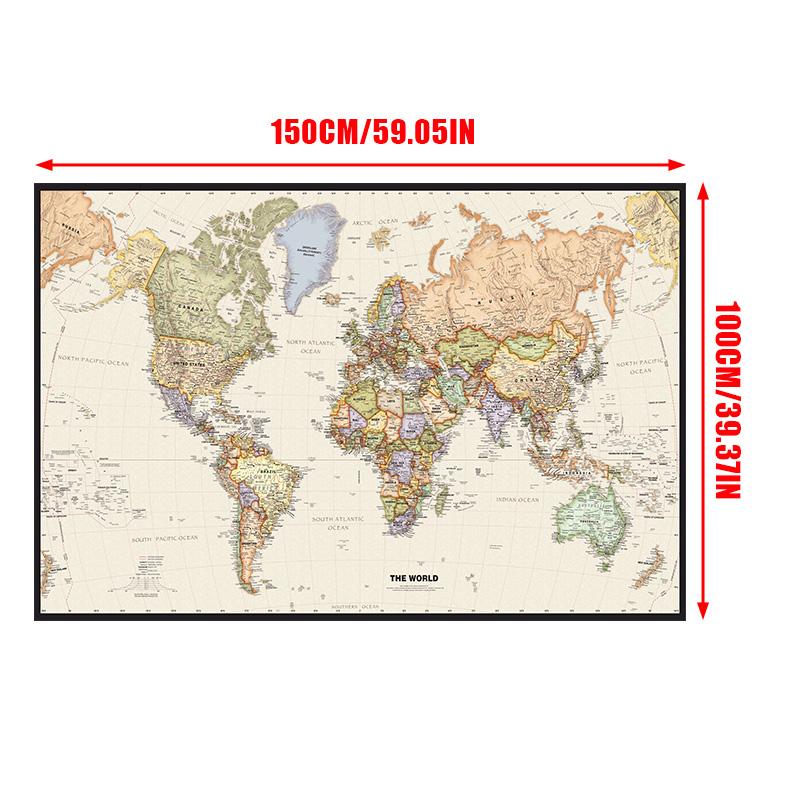 1 stücke Weltkarte Wand Poster Klar Gedruckt Leinwand Malerei Dekorative Hängen Bild Büro Hause Schulbedarf Ohne Rahmen