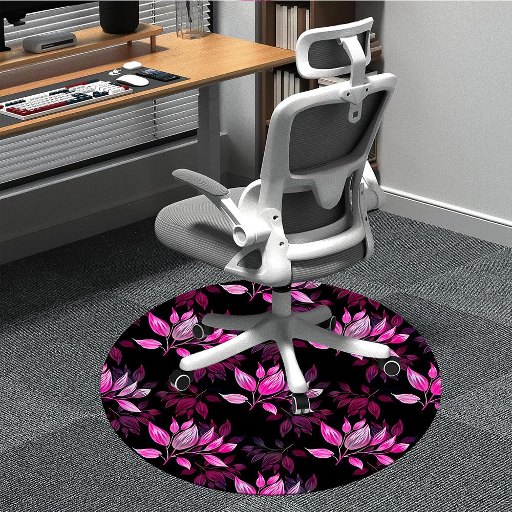 1pc Floral Pattern Office Round Rug, Non-slip, Soft and Durable Office Rug for Interior Decoration, Perfect for Office,Decoration yy260204066