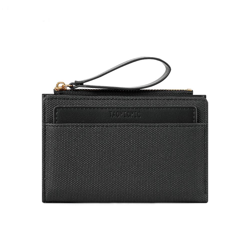 New PU Women's Purse Solid Color Fold Over Short Wallet Large Capacity with Zipper Design Card Bag