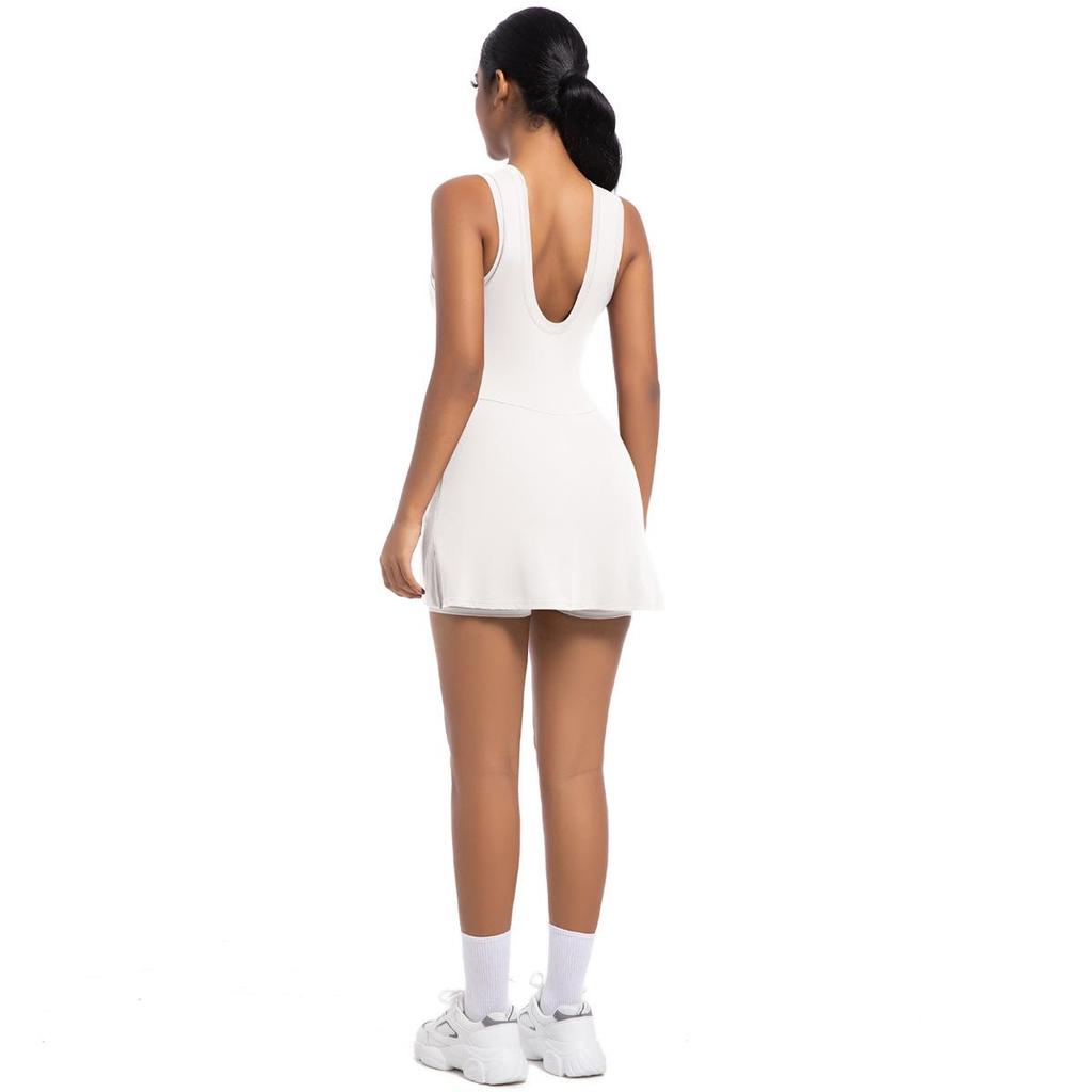 Women's Breathable Tennis Skirt Unitard - Integrated Yoga, Fitness, and Golf Dress