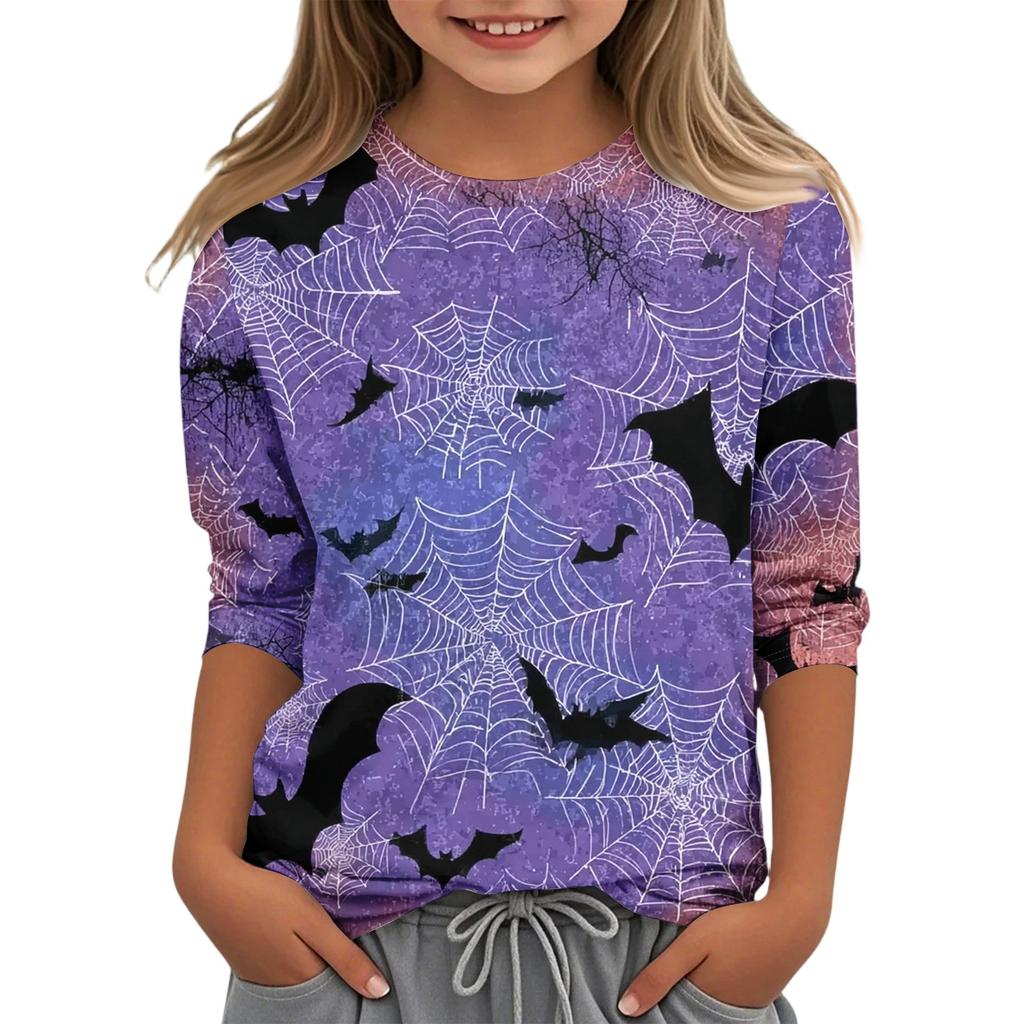 Children's Casual Three-quarter Sleeve Round Neck Top