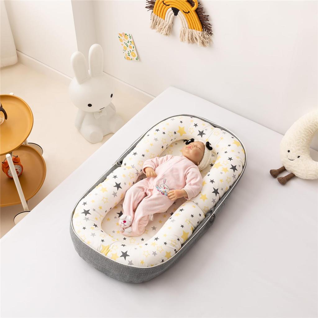 Lukaedy Portable Crib for Compact Folding Baby Gift Bed-in-Bed Newborns, Foldable, Co-sleeping Crib, Portable, Breathable, Washable, Bed,