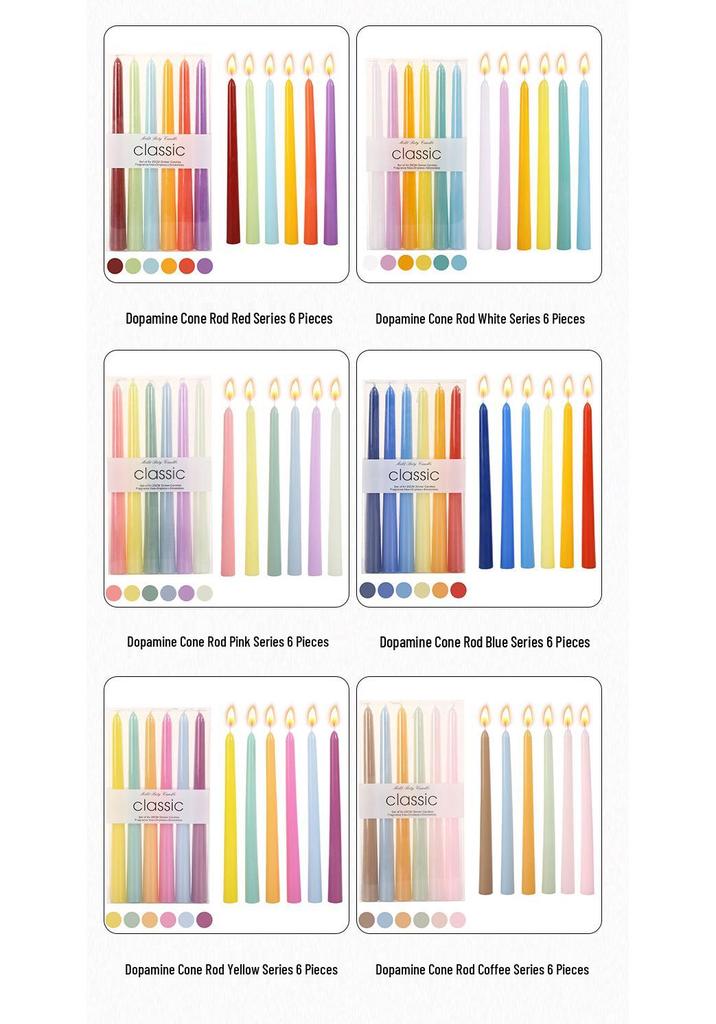 10-inch Dopamine Color Taper Candle for Romantic Weddings and Home Decor
