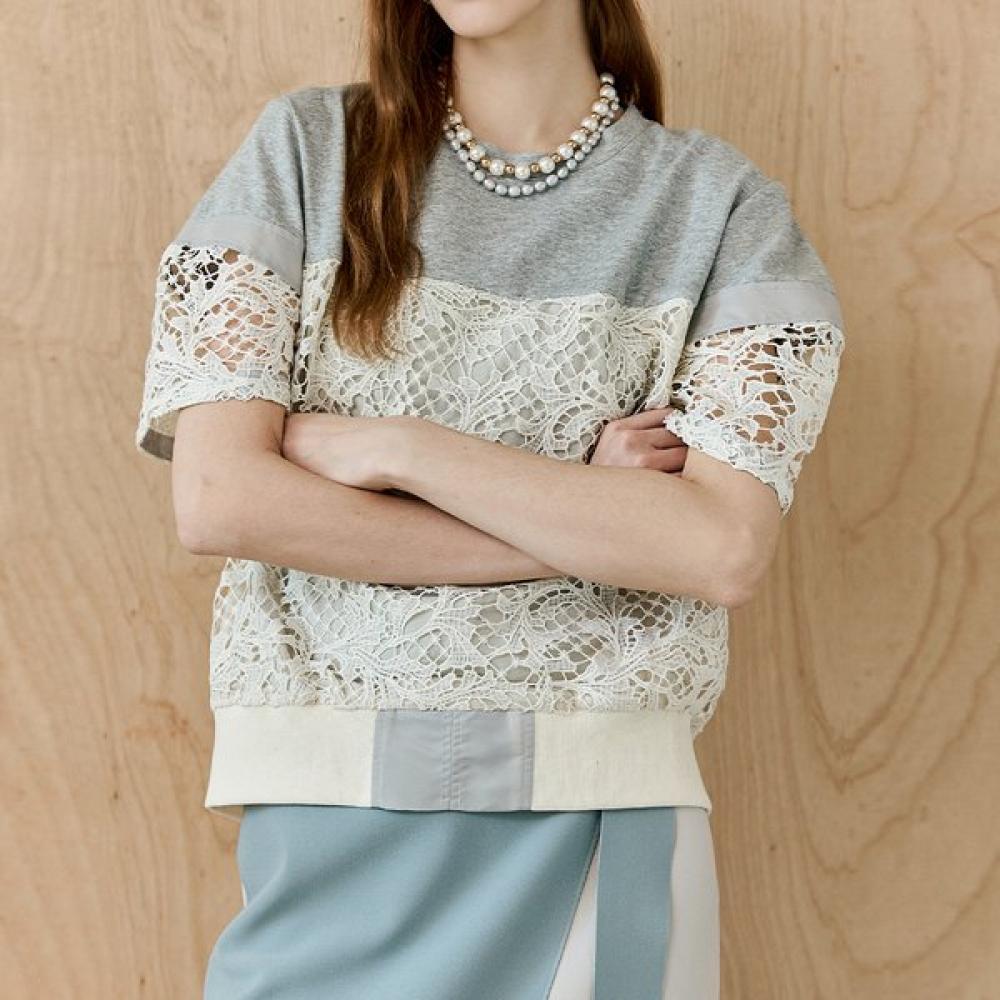 MAXZA Lace Block Volume Sleeve T Blouse zd06qT005on