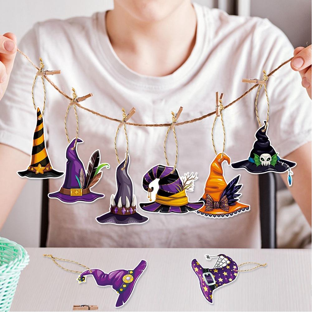 8 Pcs Halloween Hanging Witch Hat Pendant, Halloween Witch Hat Costume Accessories, Party Decorations, Witch Hat Hanging, Indoor Outdoor Halloween Dec