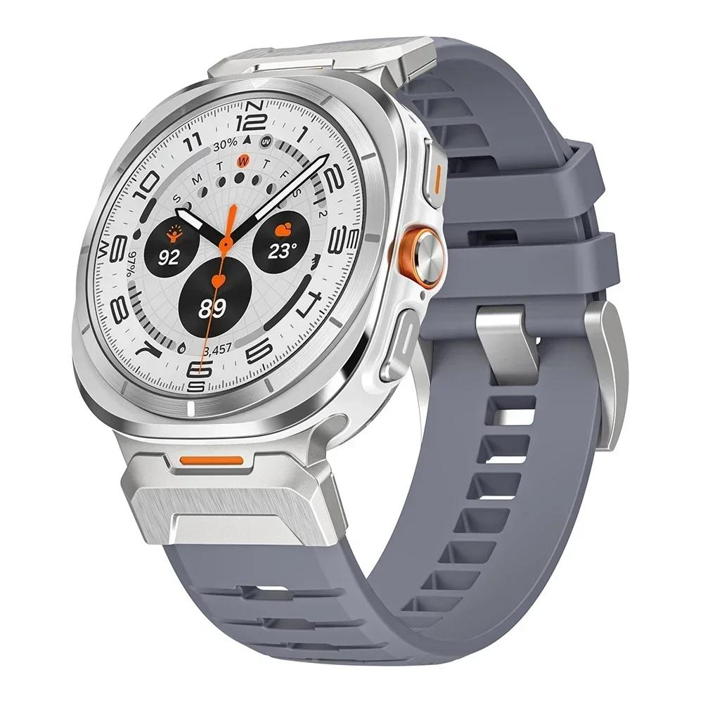 Stainless Steel Rubber Band for Samsung Galaxy Watch Ultra 47mm 2025 Soft Silicone Bracelet Men Strap for SAMSUNG ULTRA 7 Correa