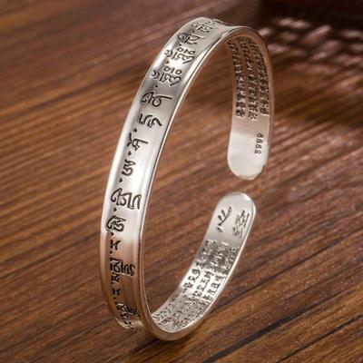 Amitabha Buddha Authentic S999 Vintage Silver Bracelet Silver Tibetan