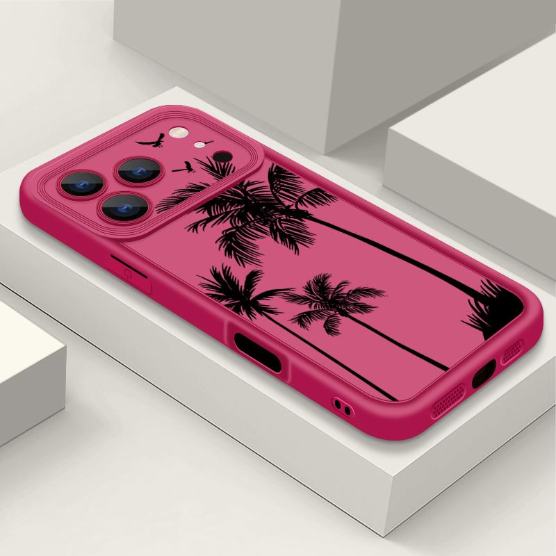 Custodia Creativa con Motivo Tramonto Cocco per iPhone 17 Pro Max 17e 16e Cover Bumper Morbida in Silicone Antiurto per iPhone 16 15 14 13 Pro Max 11