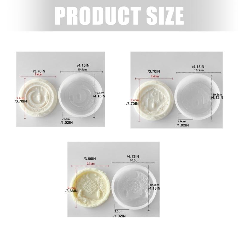 Ramadans Arabic Reusable Silicone Mold in Round Shape for Aromatherapies Candle Soap Making and Chocolate Crafts Supplies