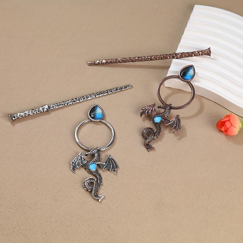 1pc Vintage Dragon Gemstone Hair Stick Gothic Fantasy Style Perfect for Cosplay Looks Unique Mythical Hair Accessory Enthusiasts