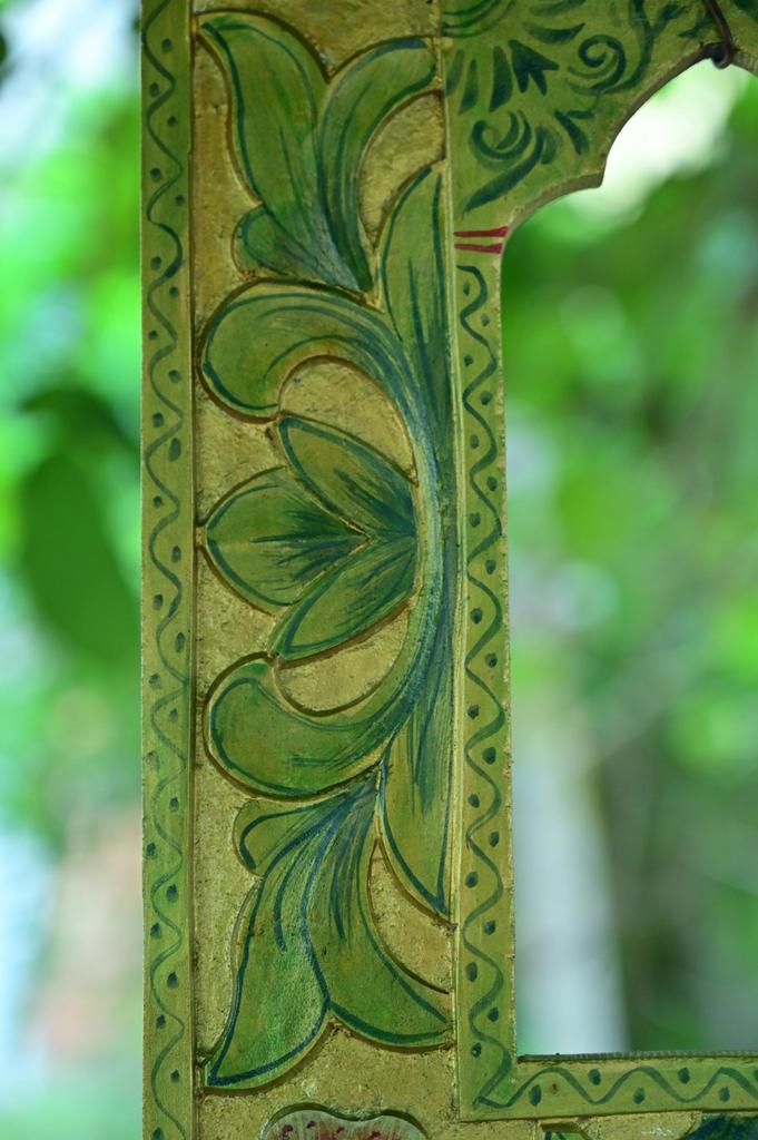 Hand Carved Wooden Jharokha Wall Decor - Indian Flower Design