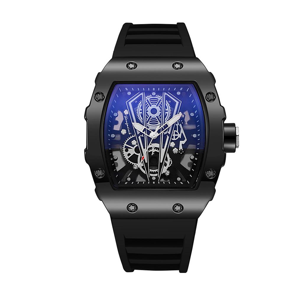 Men Barrel-Shaped Watch Fashion Business Sports Watch Quartz Wristwatch Silicone Watchband Calendar Watch Men Gift чёрный