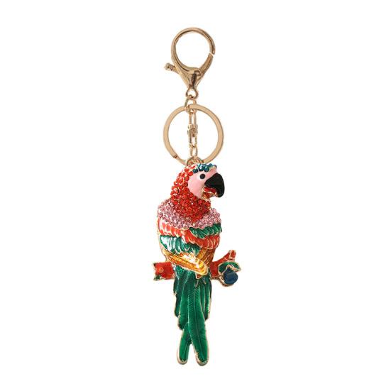 Keychain Pendant Colorful Rhinestone Macaw Parrot Charm Key Chain with Lobster Clasp Keys Backpacks Bag Accessories