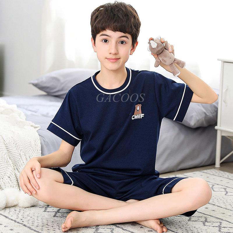 Baby Boys Pajamas Summer Short Sleeved Children's Clothing Sleepwear Teen Pajama Cotton Pyjamas Sets for Kids 6 8 10 12 14 Years