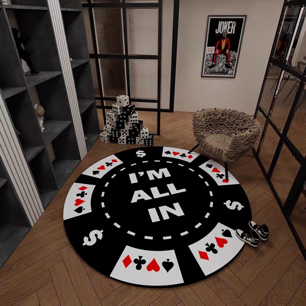 

Creative Round Play Cards Carpet Chinese Style Computer Table Chair Soft Floor Mat Bedroom Tatami Non-slip Rug Study Room Mats 60X60cm