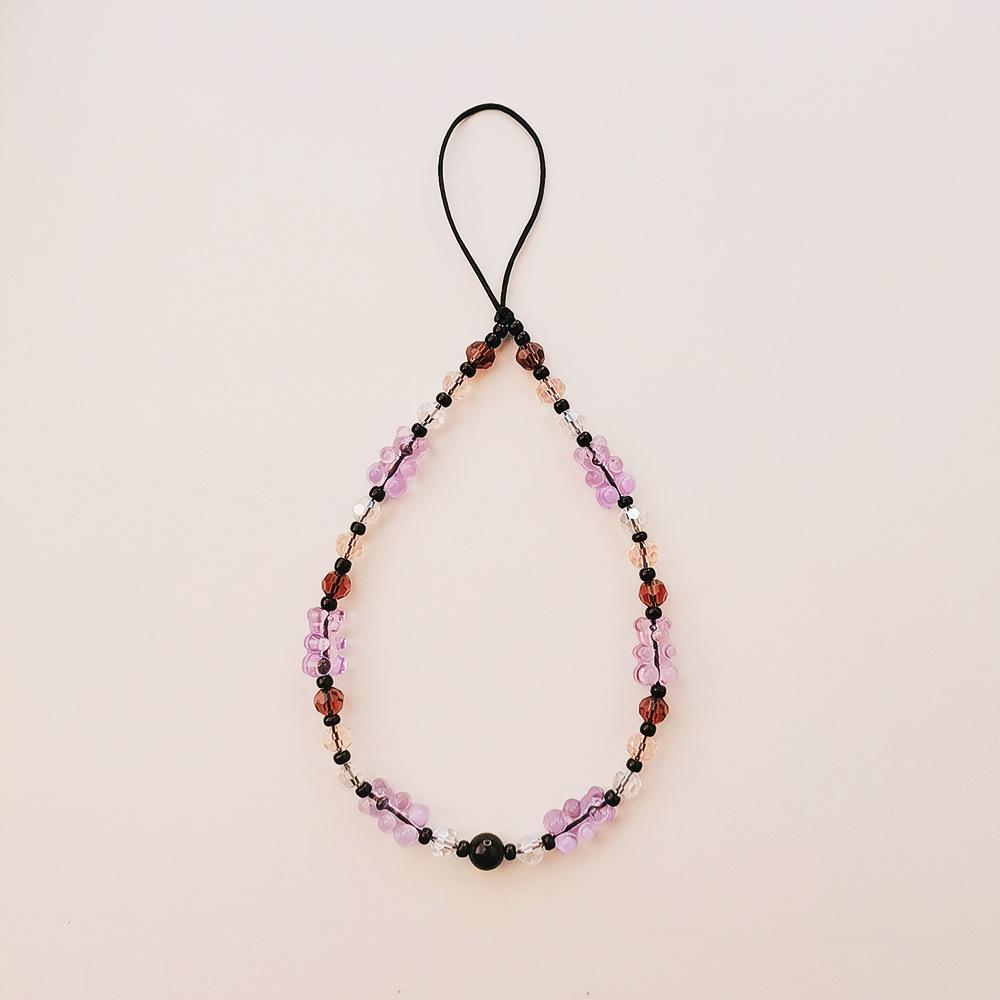 

INS wind acrylic star anise beads colored bear anti-lost hand carry fashion chain short mobile phone chain фиолетовый