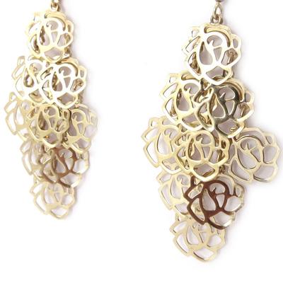 [J8213] - Golden 'Rosa Romantica' Designer Earrings