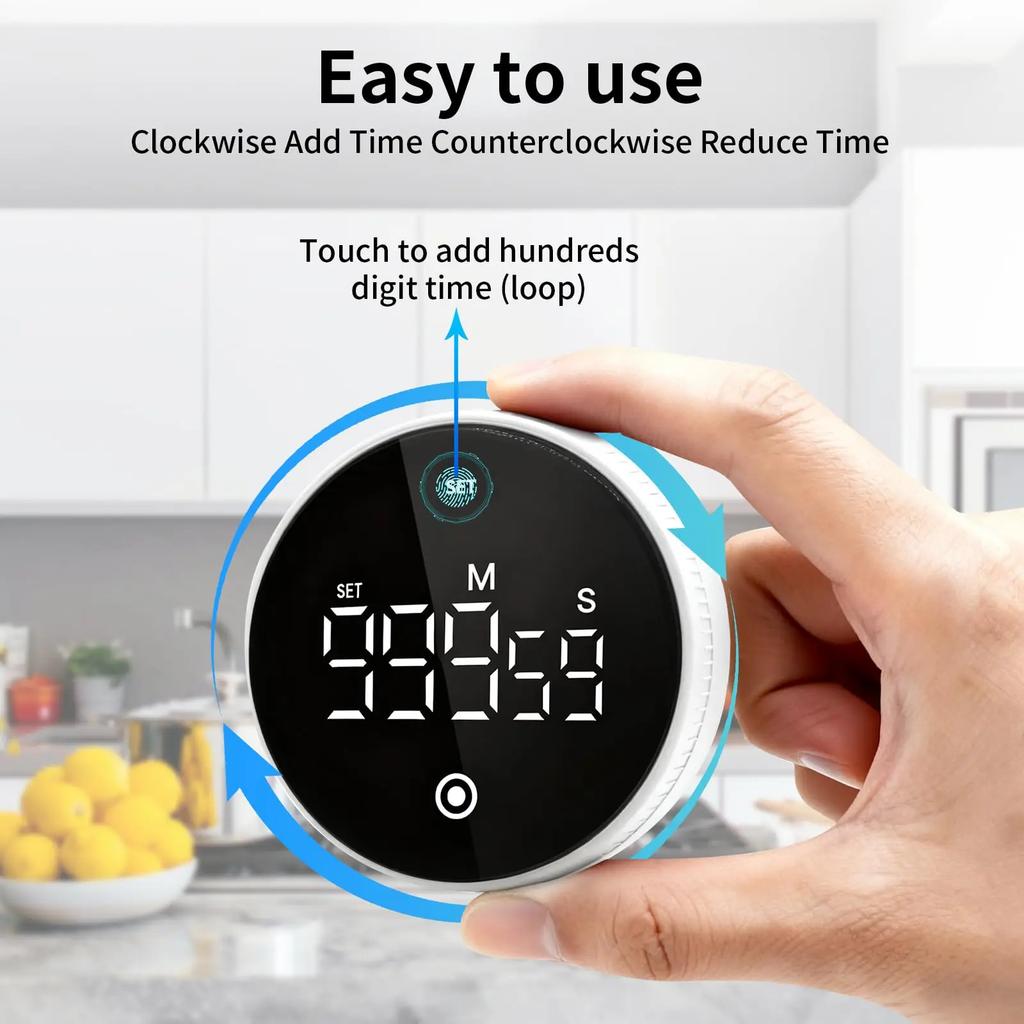 Smart Digital Timer with Magnetic Back, 999-Minute Countdown Clock, Large LCD Display Time Management Tool for Study Cooking