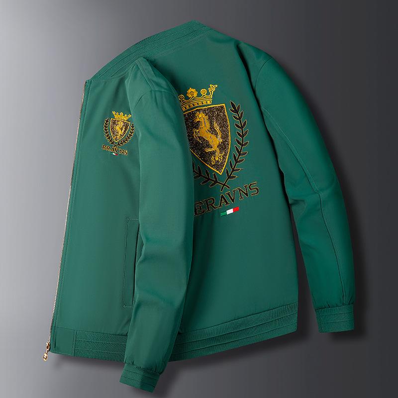 Herren Frühling und Herbst Bestickte Jacke Herren Trendmarke Jugendlicher Gutaussehender Trend Ins Baseballanzug Slim Jacke