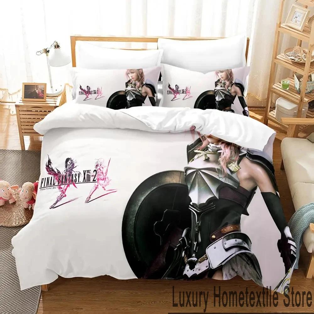 3D Print Anime Game FINAL FANTASY XIII-2 Bedding Set Boys Girls Twin Queen King Size Duvet Cover Pillowcase Bed Boys Adult