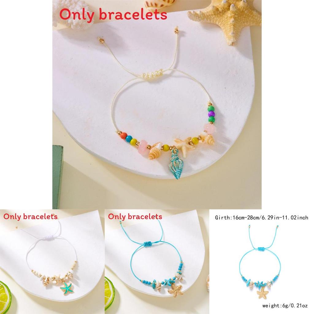 Bohemian Starfish Shell Beaded Bracelet With Electroplated Zinc Alloy For Summer Beach Vacation Gift