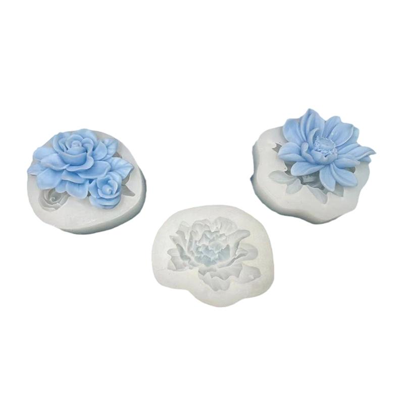Lotus Gardenia Cake Decorations Silicone Mold Diy Kitchen Baking Handmade Soap Mold Aromatherapy Gypsum Cake Chocolate Mold