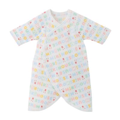 MIKI HOUSE Combi Baby Undershirt, All-Over Print, 100% Cotton, Made In Japan, for Boys and Girls, Newborn, 50-60cm, Sax, 40-2336-145