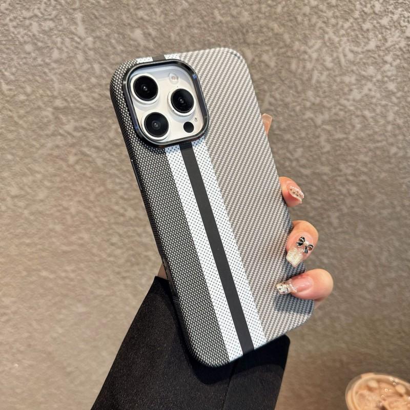 Carbon Fiber Texture Magnetic Phone Case IPhone 17 Pro Max 16 15 14 13 PC Hard Shell Shockproof Anti Scratch
