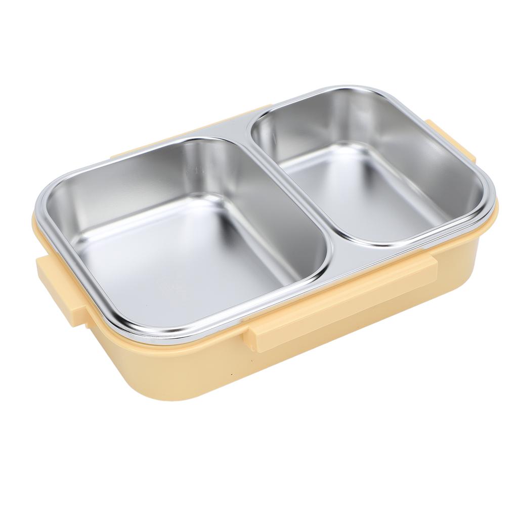 Stainless Steel Lunch Box Container Sled Odorproof 2 Compartment Portable   1.2L
