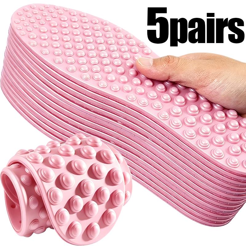 5pairs 5D Foot Full Palm Massage Insole for Men Women Anti Slip Foot Relieve Foot Fatigue Pressure Soft Sports Casual Sole Pads