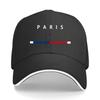 Minimalistisch mit geometrischem PARIS-Print Verstellbar Schwarz mit Rot-Blauen Streifen Perfekt für Comm Sandwich Baseballkappe