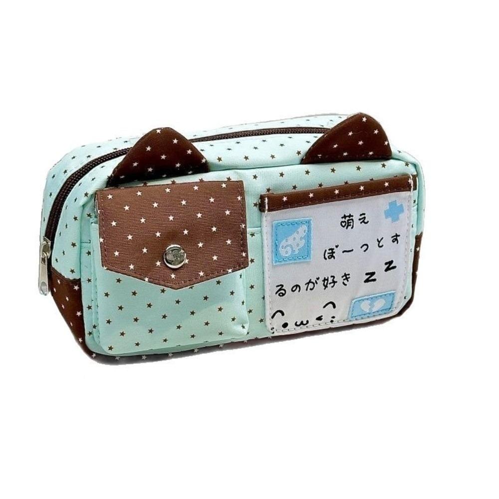 Large Capacity Pencil Pouch Polka Dot Print Stationery Bag Portable Pencil Case  Gift