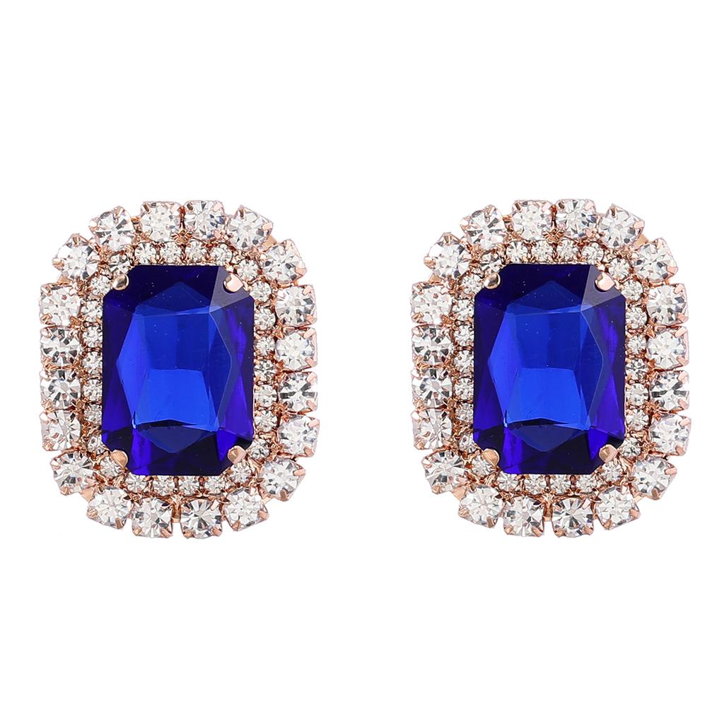 Spring 2024 New Metal Glass Rhinestone Heart Stud Earrings Engagement Party Luxury Jewelry Women's Elegant Shiny Accessories