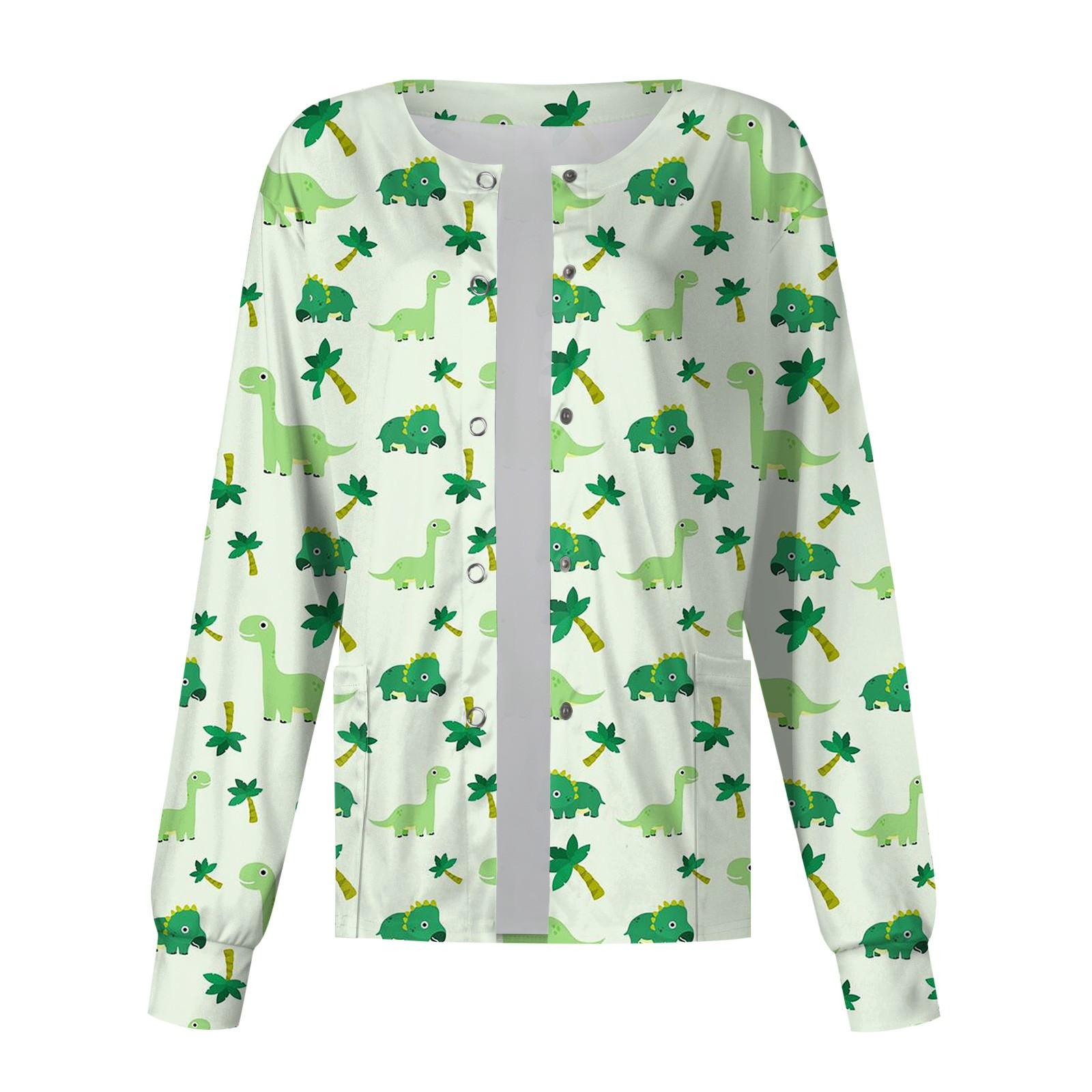 Женский однобортный защитный комбинезон с длинным рукавом и рисунком динозавра — фото 7