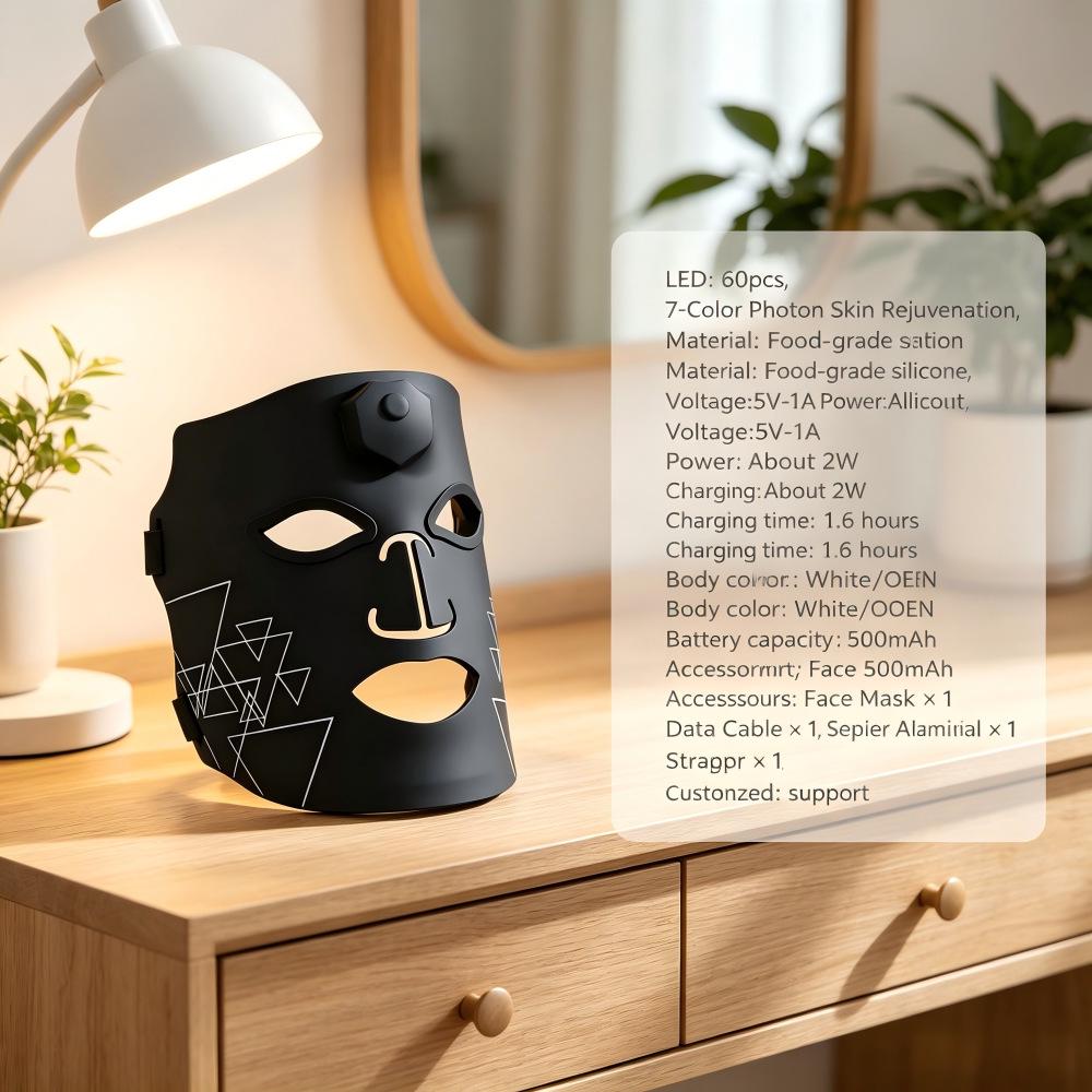 Photon Face Mask: Red & Blue Light Therapy Seven-Color LED Silicone Beauty Device