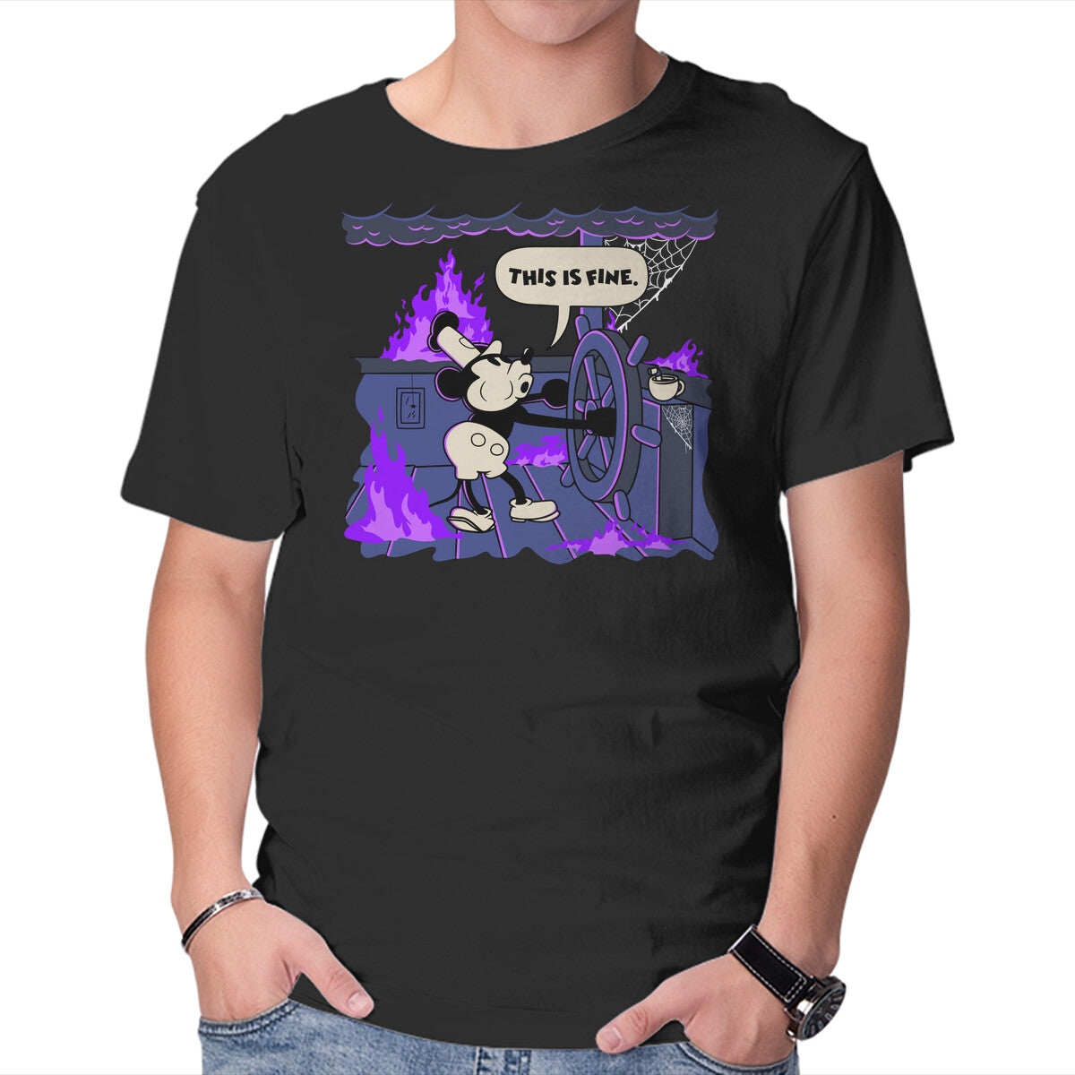 Unisex Crew Neck T-Shirt This Is Spooky But Fine Graphic Short Sleeve Casual Tee XXL
