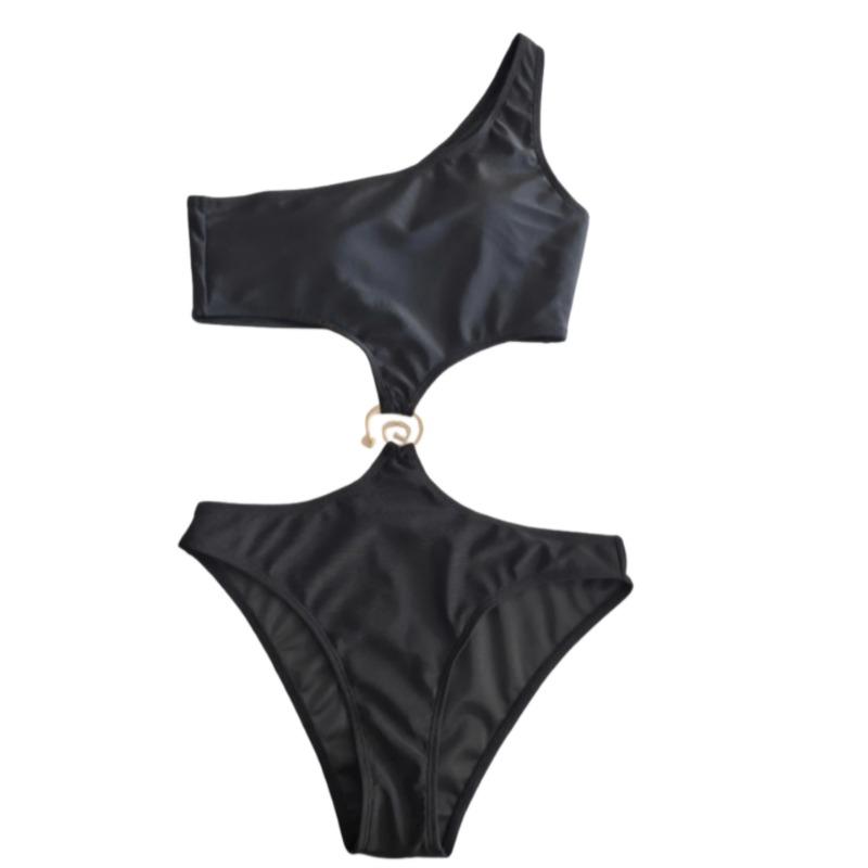 Women S Solid Color One Piece Bikini Swimsuit For Beach Vacation