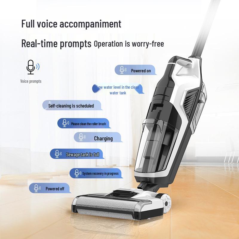 All-in-One Intelligent Wireless Floor Scrubber & Vacuum: Automatic Suction, Mopping, Drying for Wet/Dry Use