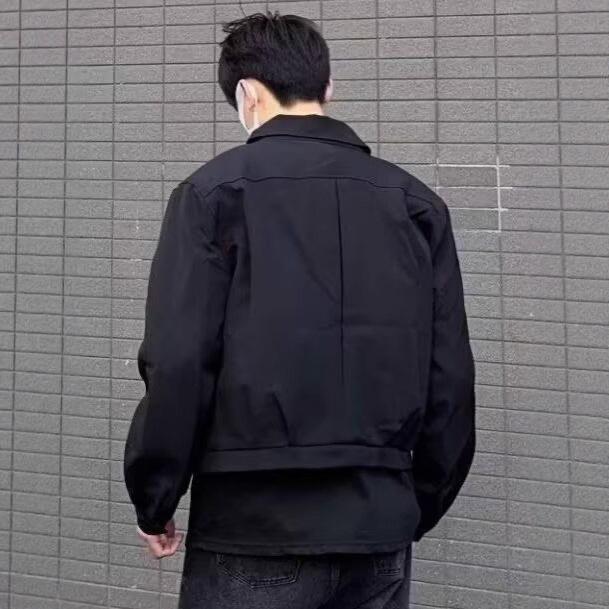 Men's High-End Retro Padded Shoulder Jacket: Trendy Casual Zipper Short Coat