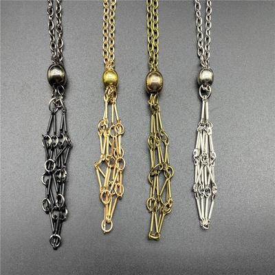 Colar de gaiola com suporte de cristal de cor dourada Colar de suporte de pedra de cor prateada Colares de corrente Festa