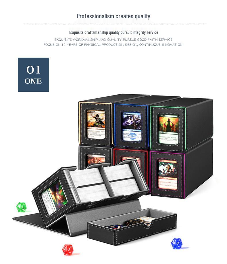 PU Magnetic Dual-Sided Card Display with Dice Drawer for Trading & Star Cards