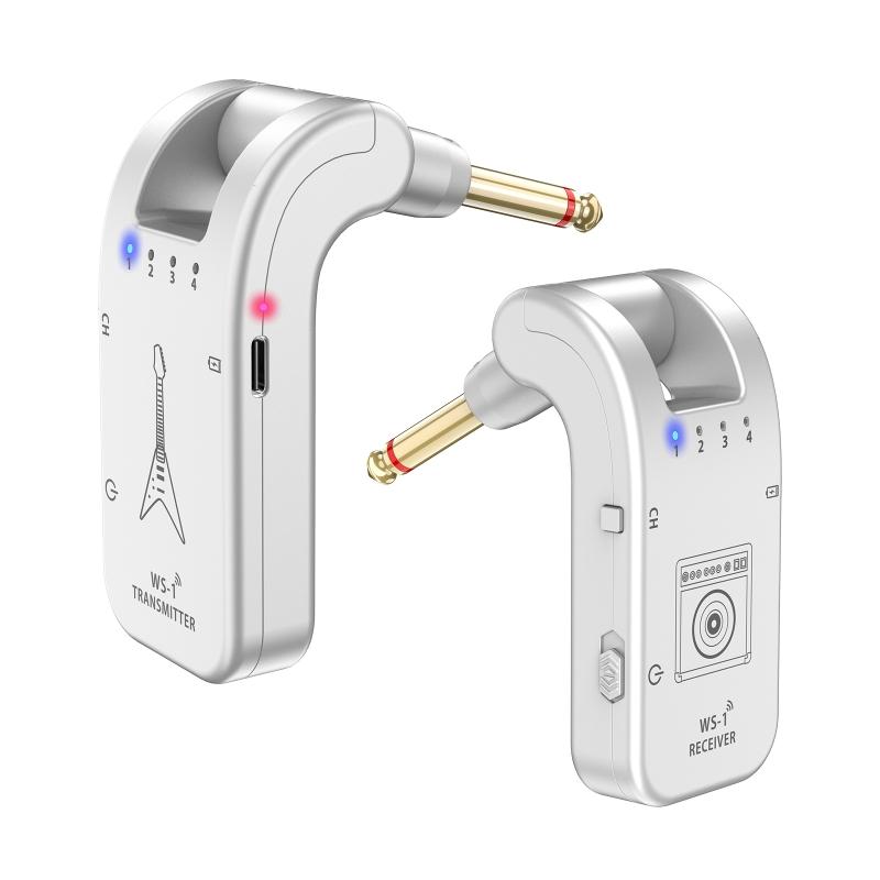 

2.4GHz Rechargeable Audio Wireless Transmitter Receiver 4 Channels for Guitar срібний