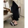 French Evening Breeze Letter One Word Rhinestone Fluffy Slippers Women's Wear 2025 Spring and Autumn New Fluffy Low Heel Sandals