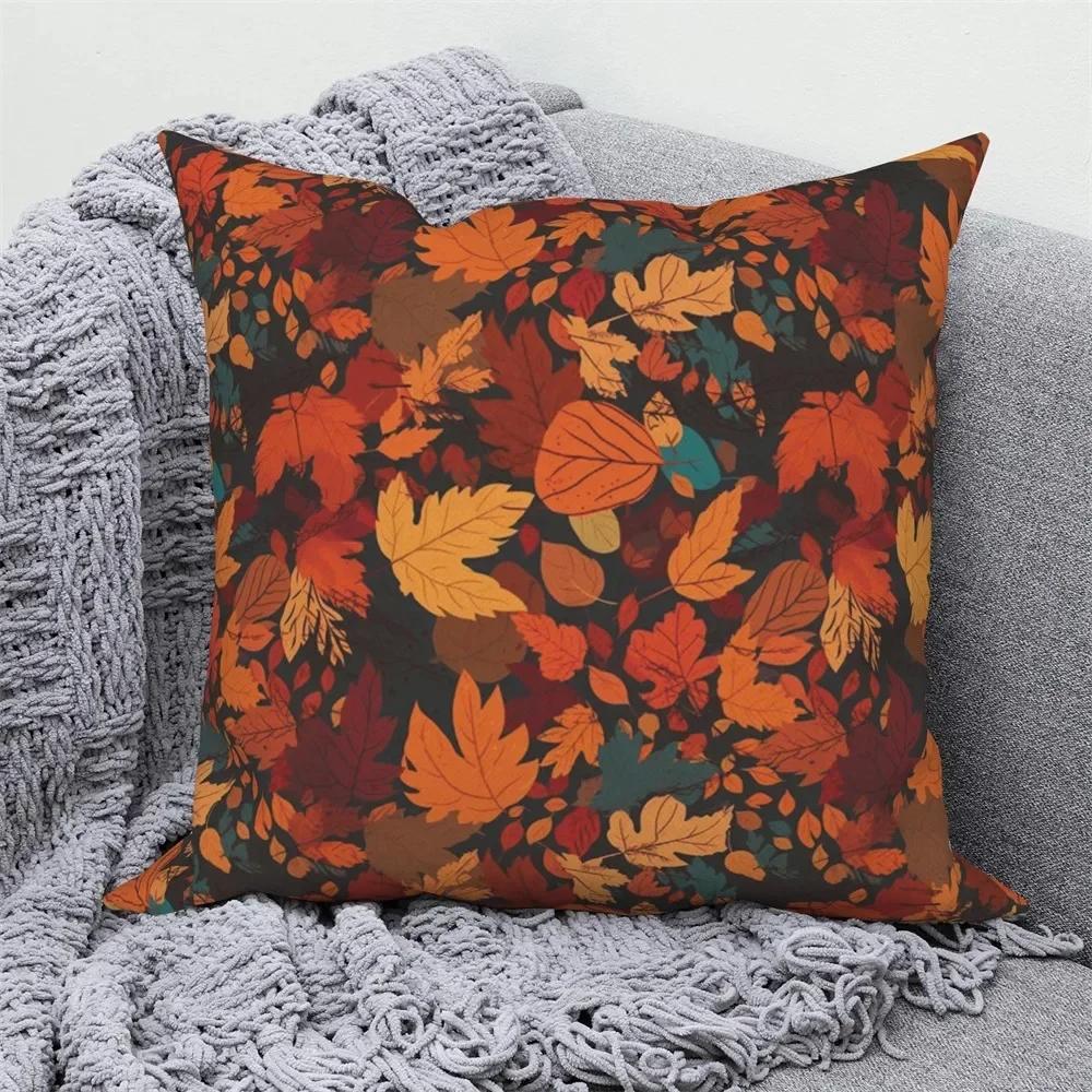 Autumn Scenery Home Decoration Cushion Cover Autumn Leaf Forest Print Sofa Decoration Pillow Cover
