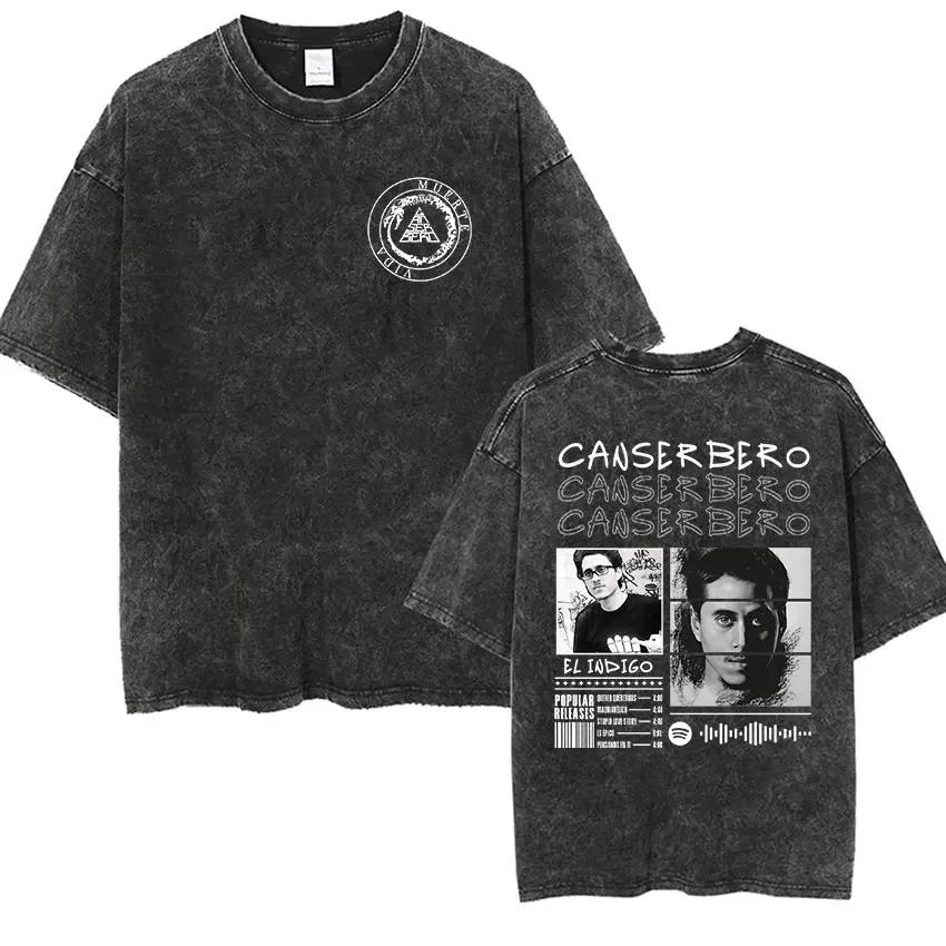 Vintage Washed Canserbero Logo 2025 Merch T Shirts Rap Gothic Style Hip Hop Short Sleeve Tshirt Men Women Casual Oversized Tees
