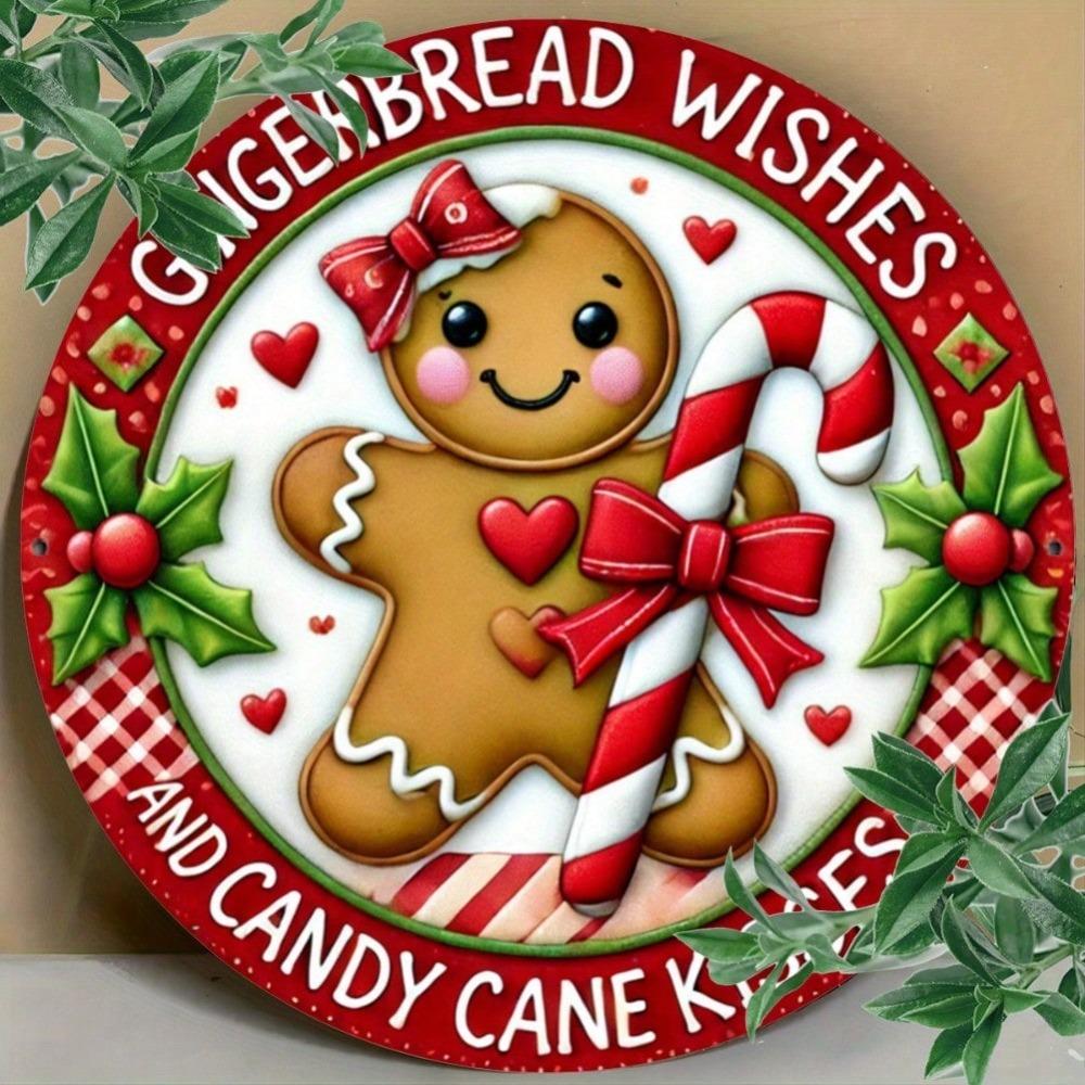 Gingerbread Tin Sign Christmas Kitchen Decor Metal Wall Art