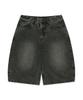 BROWNBREATH Washed Pocket Print Denim Shorts - Khaki