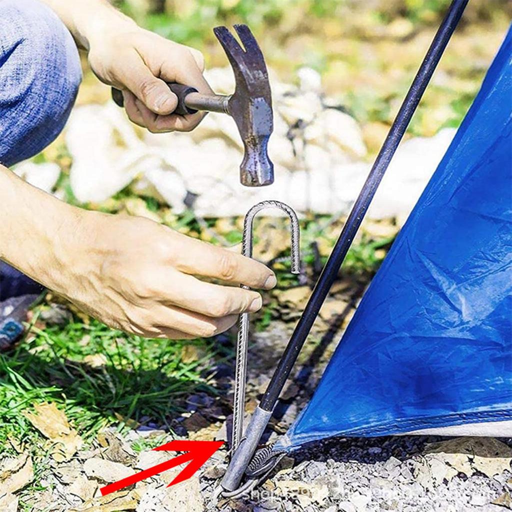 3Pcs Steel Ground Stakes Tents Nails U Shaped Metal Fences Stake Tent Pegs for Trampolines Camping Canopies Sheds
