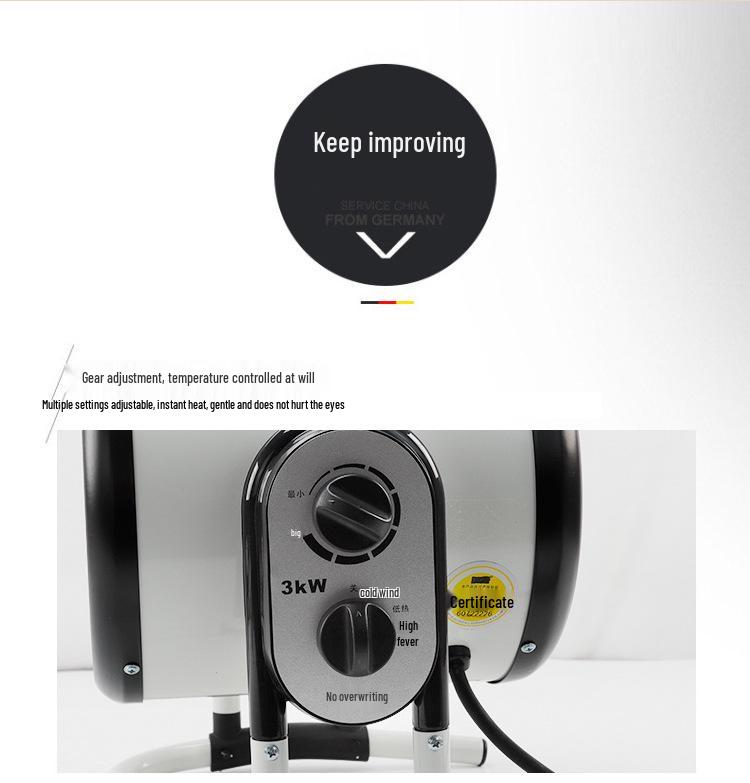 3kW Industrial Electric Heater: Compact Warm Air Blower for Large Areas & Breeding