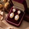 Vintage Baroque Imitation Pearl Drop Earrings for Women Gold Color Irregular Geometric Dangle Earrings Wedding Jewelry Gift